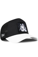 Gorra Blanco-Negro Trucker con Parche León Oscuro