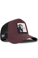 Gorra Café-Negro Trucker con Parche Mono Globo