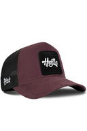 Gorra Café-Negro Trucker con Parche Hustle