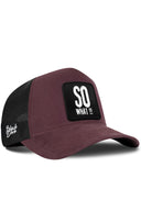 Gorra Café-Negro Trucker con Parche So What