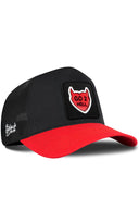 Gorra Rojo-Negro Trucker con Parche Go 2 Hell