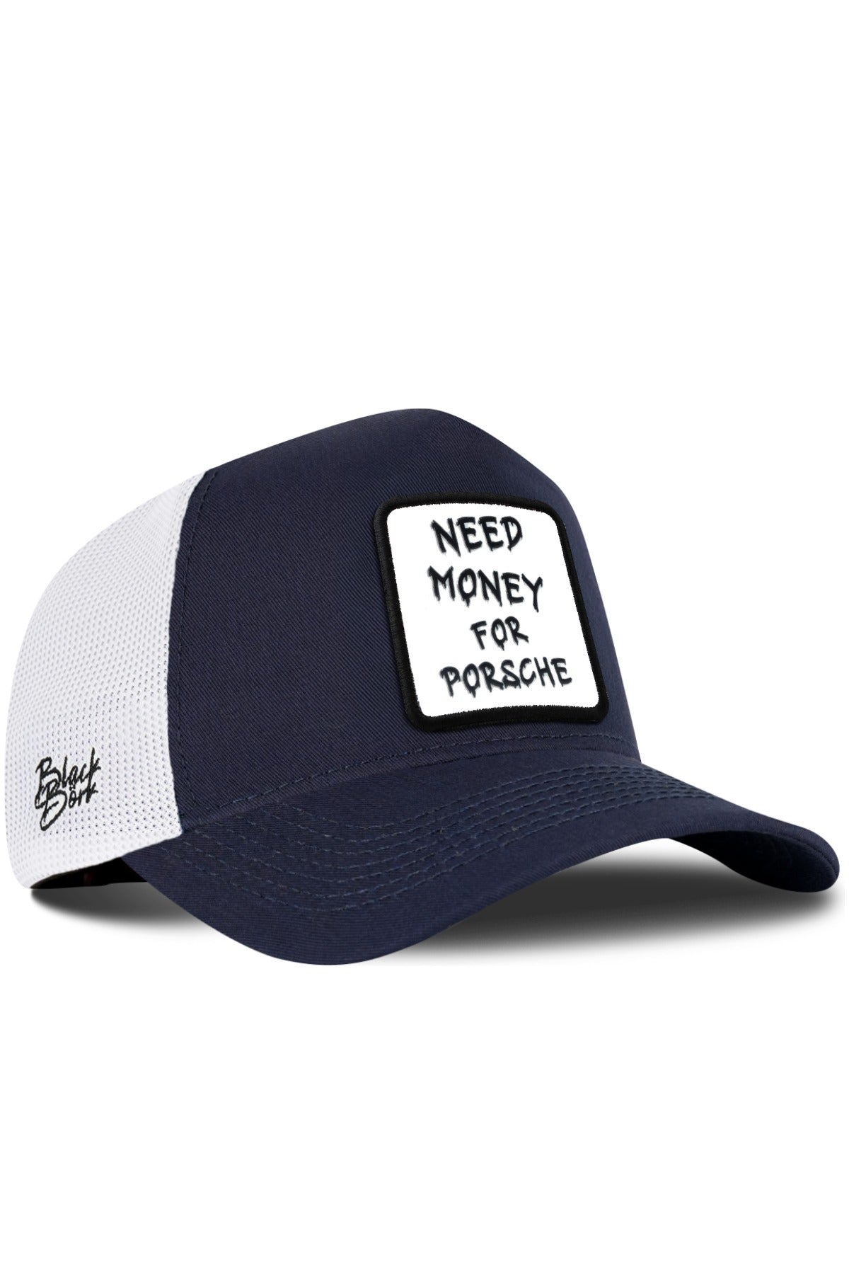 Gorra Marino-Blanco Trucker con Parche Need Money For Porsche