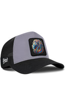 Gorra Negro-Gris Trucker con Parche Leon Mistico (2)