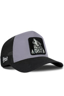 Gorra Negro-Gris Trucker con Parche Lobo