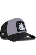 Gorra Negro-Gris Trucker con Parche León Oscuro