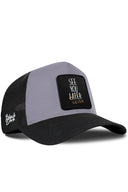 Gorra Negro-Gris Trucker con Parche See You Later Never