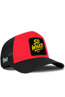 Gorra Negro-Rojo Trucker con Parche So What (2)