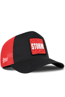 Gorra Negro-Rojo Trucker con Parche Storm