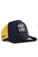 Gorra Azul Marino - Amarillo Hip Hop Premium con Parche Normal is Boring Logolu