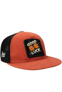 Gorra de Ladrillo Negro Hip Hop Niños Trucker con Parche GOOD LUCK