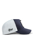 Gorra Azul Marino -Blanco Hip Hop Premium con Parche I Need Money for Porshe