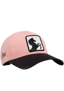 Gorra Six Negro - Salmón Béisbol con Parche caballo