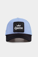 Gorra Six Negro - Azul Hielo Béisbol con Parche Queen