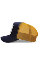 Gorra Azul Marino - Amarillo Hip Hop Premium con Parche Lobo