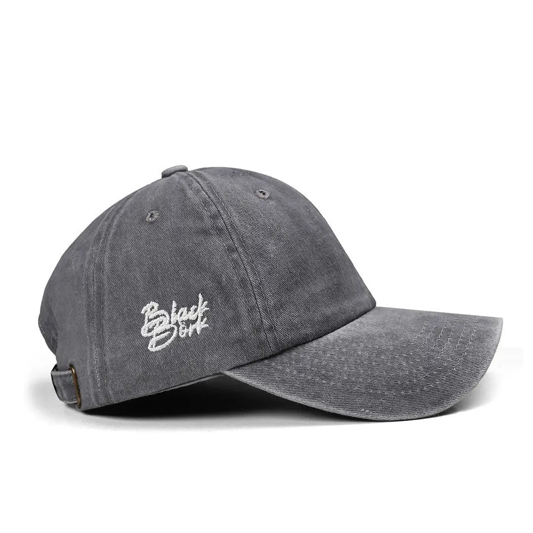 Gorra de Vintage Gris con Bordado León BlackBörk