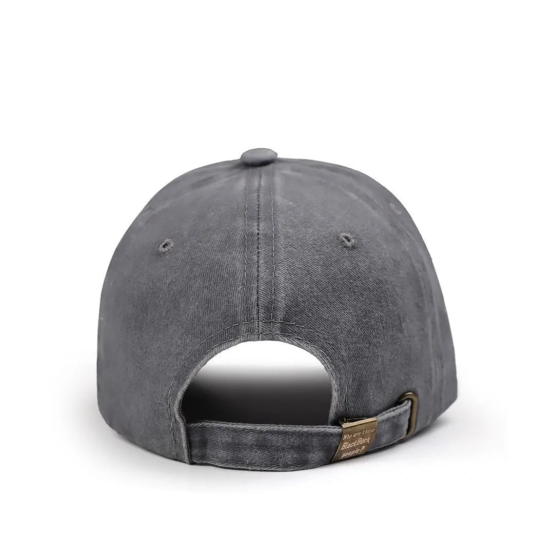 Gorra de Vintage Gris con Bordado León BlackBörk