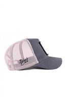 Gorra Antracita - Rosa Polvo Hip Hop Premium con Parche labio