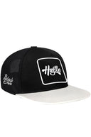 Gorra Blanco Negro Hip Hop Niños Trucker con Parche Hustle