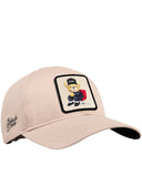 Gorra Six Beige Béisbol con Parche oso