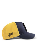 Gorra Azul Marino - Amarillo Hip Hop Premium con Parche Normal is Boring Logolu