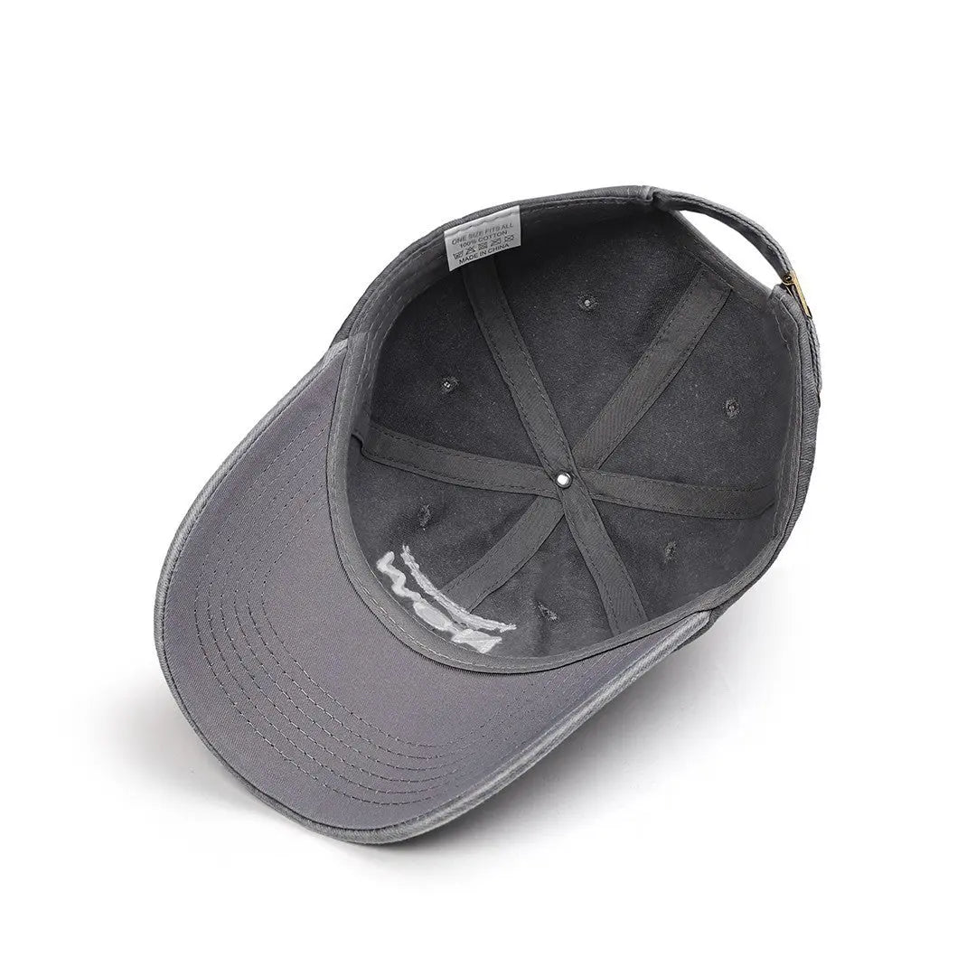 Gorra de Vintage Gris con Bordado León BlackBörk